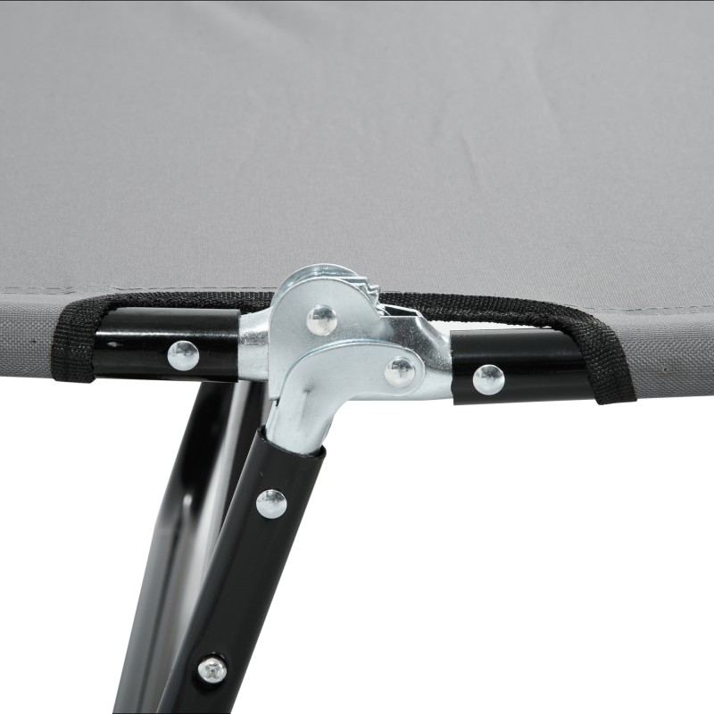 Aurinkotuoli, 5-asentoinen selkänoja, kokoontaitettava, nopeasti kuivuva Oxford-kangas, metallirunko, 188 x 56 x 28 cm, harmaa