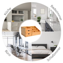 Bambuinen pöytäjärjestelijä 2 laatikkoa ja 7 lokeroa luonnollinen L33 x B20,5 x H15,5 cm