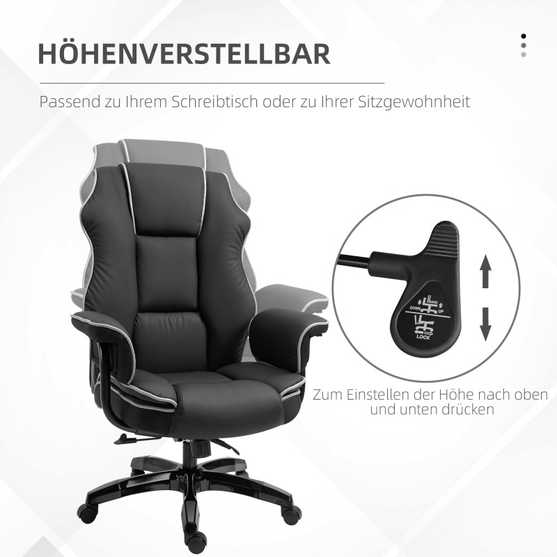 Ergonominen toimistotuoli keinonahkaa, kallistuva ja korkeussäädettävä, musta