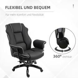 Ergonominen toimistotuoli keinonahkaa, kallistuva ja korkeussäädettävä, musta
