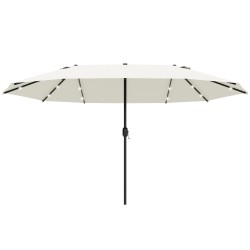 Ovaali aurinkovarjo LED valoilla 440 x 256 cm cremewei