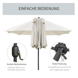 Ovaali aurinkovarjo LED-valoilla 440 x 256 cm cremeweiß