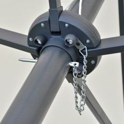 Ovaali aurinkovarjo LED-valoilla 440 x 256 cm cremeweiß