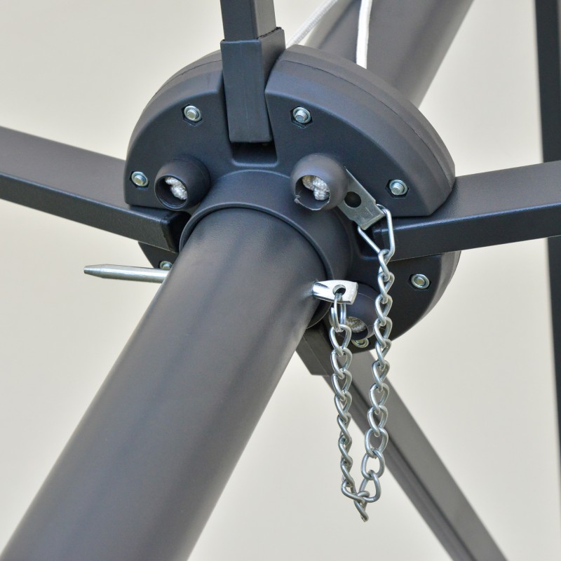 Ovaali aurinkovarjo LED-valoilla 440 x 256 cm cremeweiß