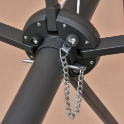 Khakinvärinen ovaali terassi- ja puutarhavarjo LED-valoilla 440 x 260 cm