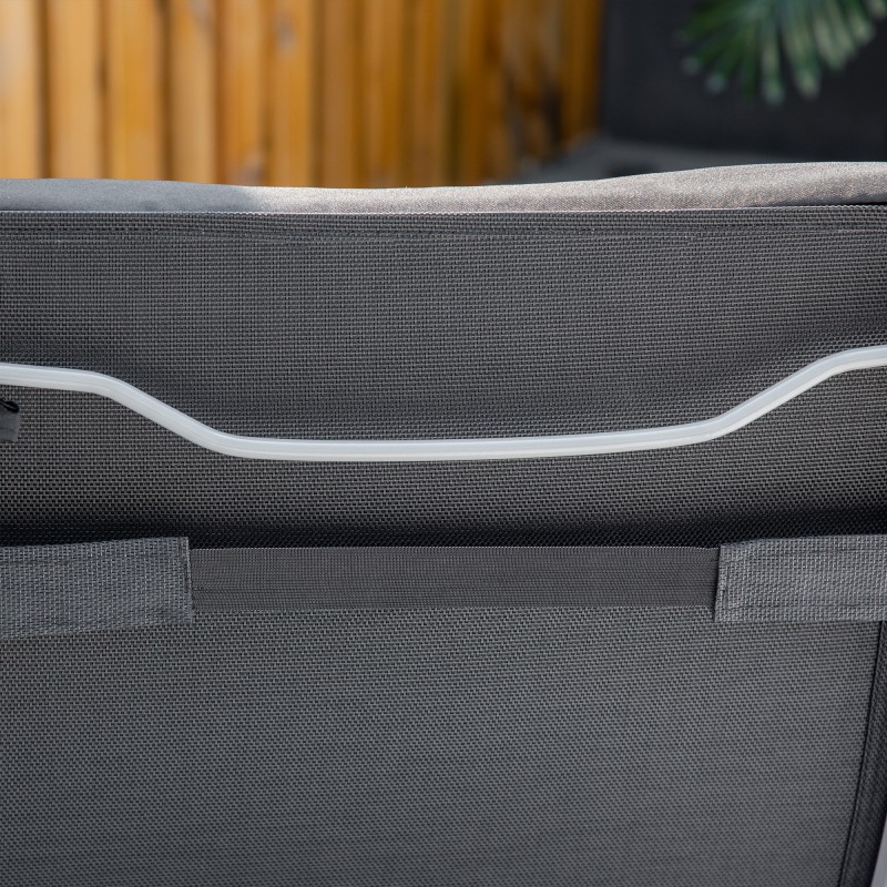 Kokoontaitettava aurinkotuoli / rantatuoli, 7-asentoinen selkänoja, istuin- ja niskatyyny, max 165 kg, musta