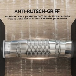 Käsipainosetti 2 x 17,5 kg kuusikulmainen kumipäällysteinen musta/hopea, karhennettu metallikahva