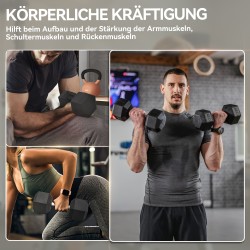 Käsipainosetti 2 x 17,5 kg kuusikulmainen kumipäällysteinen musta/hopea, karhennettu metallikahva
