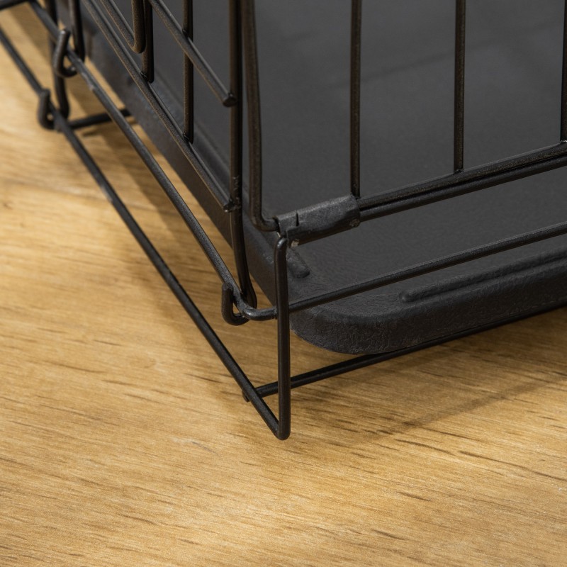 Metallinen koiranhäkki autoon ja kotiin, kaksi ovea, irrotettava muovipohja, 76 x 46 x 52 cm, musta