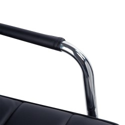 Retro työtuoli, musta keinonahka, korkeussäädettävä, 5 pyörää, 52,5 x 54 x 84–99 cm