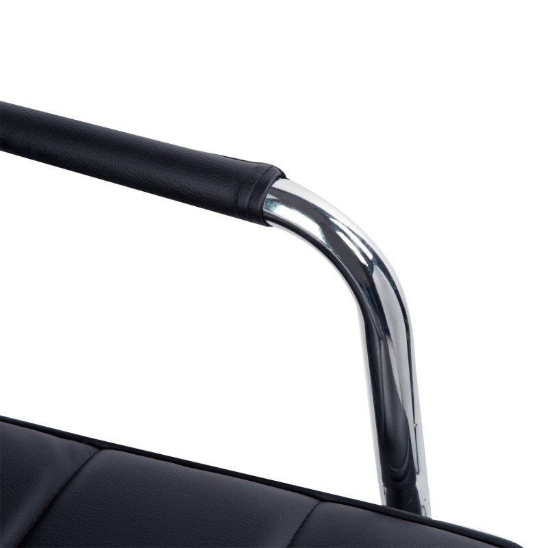 Retro työtuoli, musta keinonahka, korkeussäädettävä, 5 pyörää, 52,5 x 54 x 84–99 cm