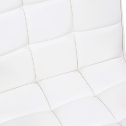 Valkoinen retro työtuoli, keinonahka, korkeussäädettävä, käsinojat, 5 pyörää, 52,5 x 54 x 84–99 cm