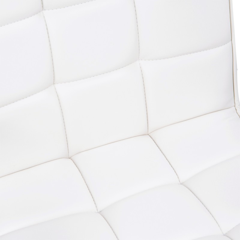 Valkoinen retro työtuoli, keinonahka, korkeussäädettävä, käsinojat, 5 pyörää, 52,5 x 54 x 84–99 cm