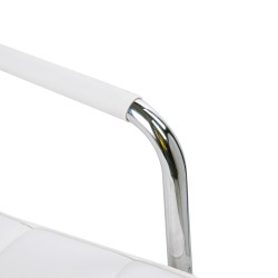 Valkoinen retro työtuoli, keinonahka, korkeussäädettävä, käsinojat, 5 pyörää, 52,5 x 54 x 84–99 cm