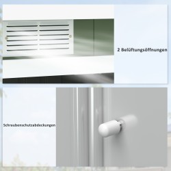 Metallinen pihavarasto 6,3 m³ 280x130x172 cm liukuovilla ja pulpettikatolla, hellänvihreä