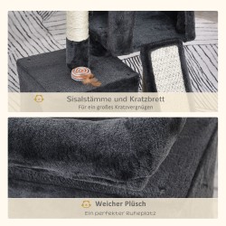 Kissan raapimispuu ja kiipeilypuu pienille kissoille 83 cm tummanharmaa, sisalpylväät