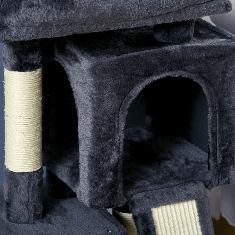 Kissan raapimispuu ja kiipeilypuu pienille kissoille 83 cm tummanharmaa, sisalpylväät