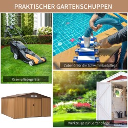 Teräksinen pihavarasto 20 m³, galvanoitu teräs, ruskea, 340 x 386 x 200 cm