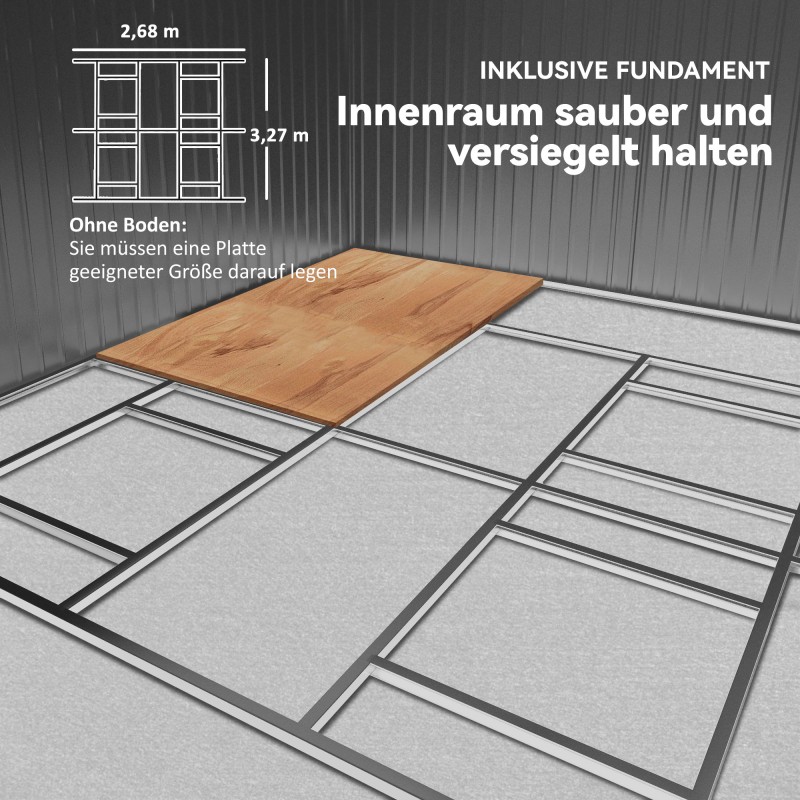 Pihavarasto teräksestä puutarhatyökaluille, liukuovet ja tuuletusaukot, tummanvihreä, 386 x 340 x 200 cm