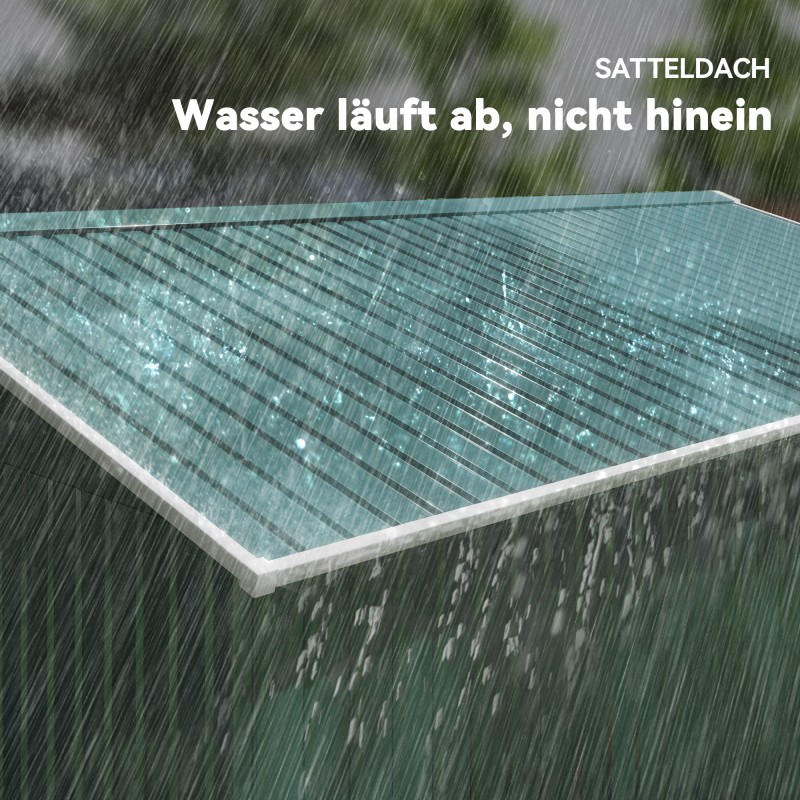 Pihavarasto teräksestä puutarhatyökaluille, liukuovet ja tuuletusaukot, tummanvihreä, 386 x 340 x 200 cm