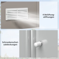 Säänkestävä teräksinen pihavarasto liukuovilla ja tuuletusaukoilla, vaaleanharmaa 386 x 340 x 200 cm