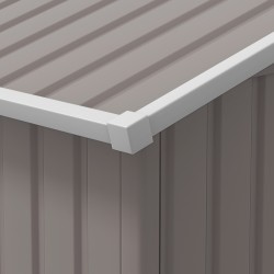 Säänkestävä teräksinen pihavarasto liukuovilla ja tuuletusaukoilla, vaaleanharmaa 386 x 340 x 200 cm