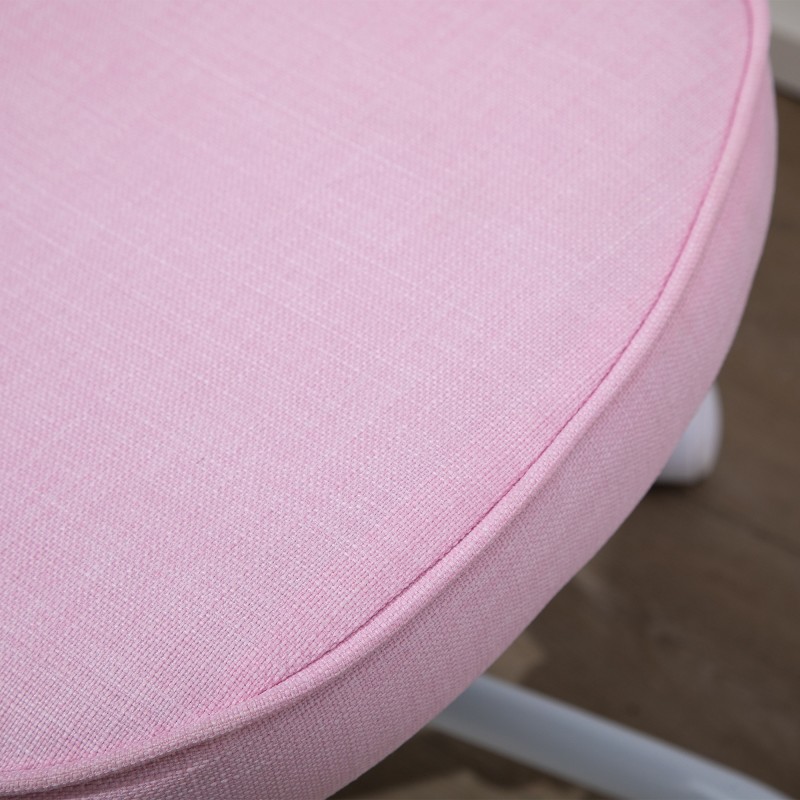 Lasten työtuoli sydämenmuotoinen selkänoja, korkeussäädettävä, rosa leinen-tyyppinen kangas, 42 x 50 x 79–89 cm