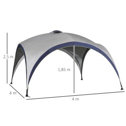 Puutarhateltta 4 x 4 m, metallirunko, polyesterikatto, vedenkestävä, cremevalkoinen/sininen