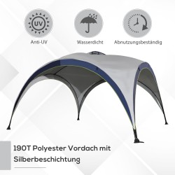 Puutarhateltta 4 x 4 m, metallirunko, polyesterikatto, vedenkestävä, cremevalkoinen/sininen