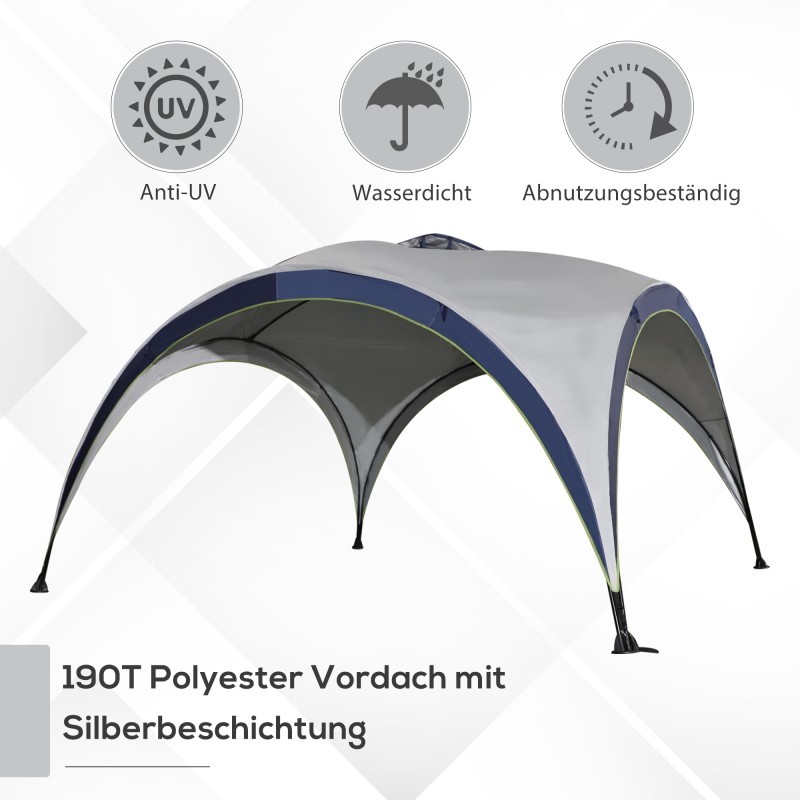 Puutarhateltta 4 x 4 m, metallirunko, polyesterikatto, vedenkestävä, cremevalkoinen/sininen