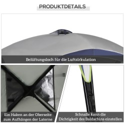 Puutarhateltta 4 x 4 m, metallirunko, polyesterikatto, vedenkestävä, cremevalkoinen/sininen