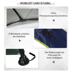 Puutarhateltta 4 x 4 m, metallirunko, polyesterikatto, vedenkestävä, cremevalkoinen/sininen