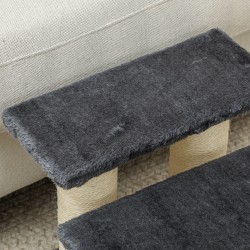 Lemmikkiramppi koirille ja kissoille, 3 askelmaa, 34 cm, harmaa plyysi ja sisal, max 50 kg