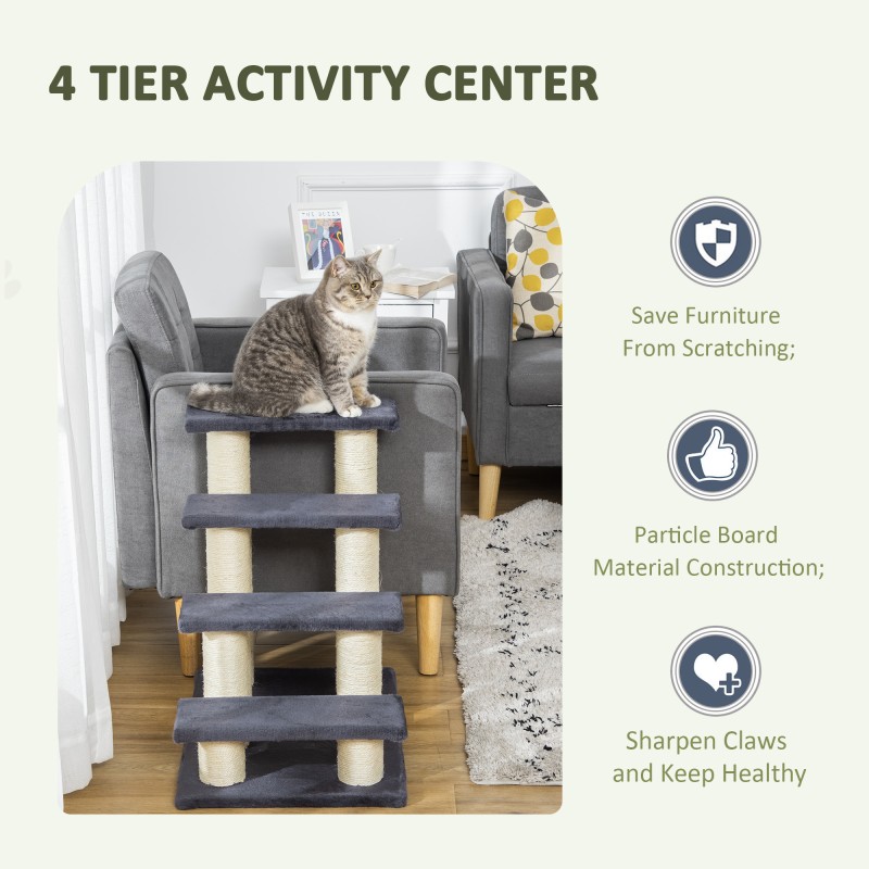 Lemmikkiportaat 4-tasoinen ramppi kissoille ja koirille 59 cm harmaa