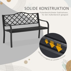 Kahden hengen puutarhapenkki metalli ja valurauta musta 128 x 58,5 x 89 cm, max 240 kg