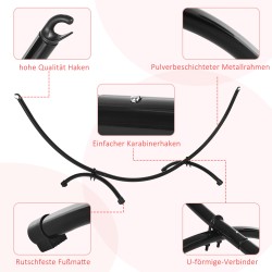 Riippumaton teline teräksestä 300 x 90 x 100 cm, kantavuus 120 kg, musta, ulko- ja sisäkäyttöön