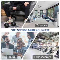 Kuusikulmaiset käsipainot 2 x 10 kg setti, kumipäällysteinen valurauta, uritettu metallikahva, musta