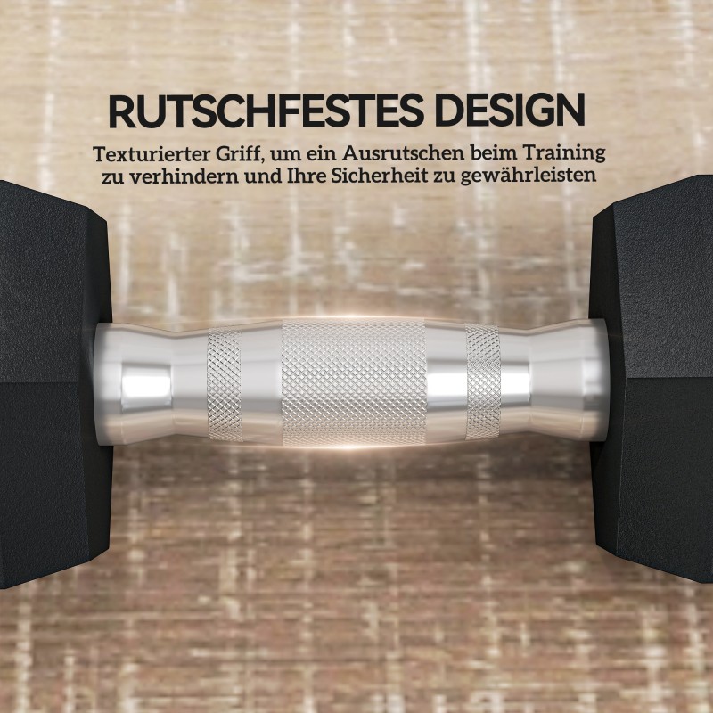 Kuusikulmaiset käsipainot 2 x 6 kg, kumipäällysteinen valurauta, musta, 2 kpl setti koti- ja kuntosaliharjoitteluun