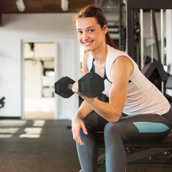 Kuusikulmaiset käsipainot 2 x 6 kg, kumipäällysteinen valurauta, musta, 2 kpl setti koti- ja kuntosaliharjoitteluun