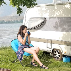 Taitettava leirintätuoli käsinojallisella selkänojalla, metallirunko, 120 kg, sininen