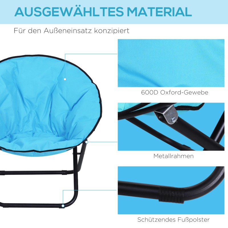 Taitettava leirintätuoli käsinojallisella selkänojalla, metallirunko, 120 kg, sininen