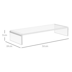 Näytönkoroke akryyli läpinäkyvä 53 x 19 x 9 cm ergonominen teline näytölle ja kannettavalle