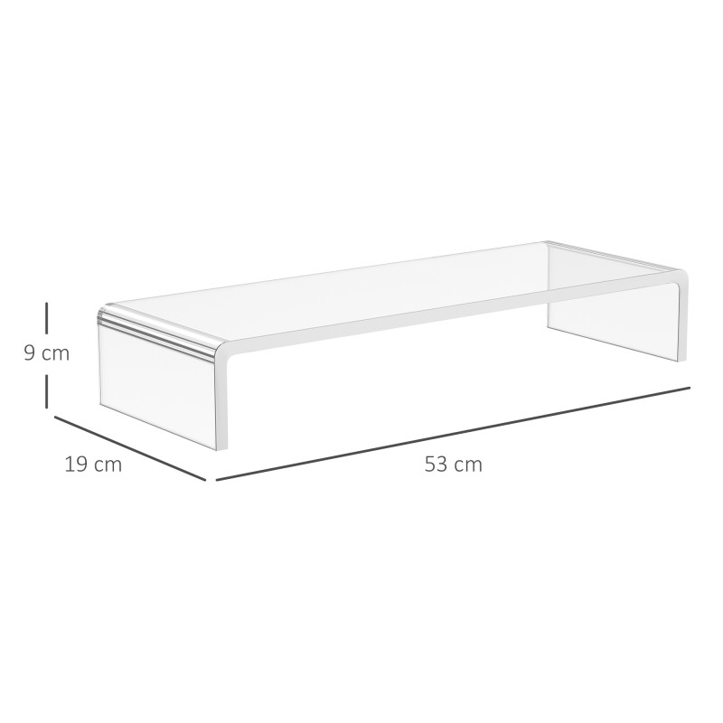 Näytönkoroke akryyli läpinäkyvä 53 x 19 x 9 cm ergonominen teline näytölle ja kannettavalle