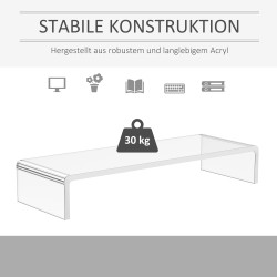 Näytönkoroke akryyli läpinäkyvä 53 x 19 x 9 cm ergonominen teline näytölle ja kannettavalle
