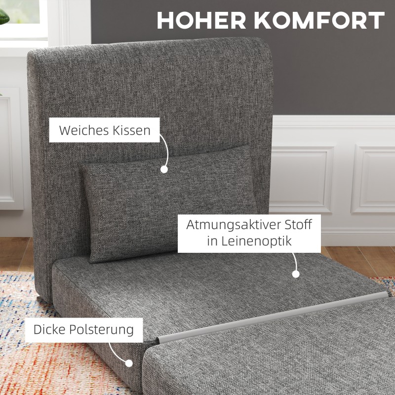 Taitettava lepotuoli ja vieraspatja 3-osainen 80x75x74 cm harmaa, metallirunko