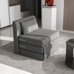 Taitettava lepotuoli ja vieraspatja 3-osainen 80x75x74 cm harmaa, metallirunko