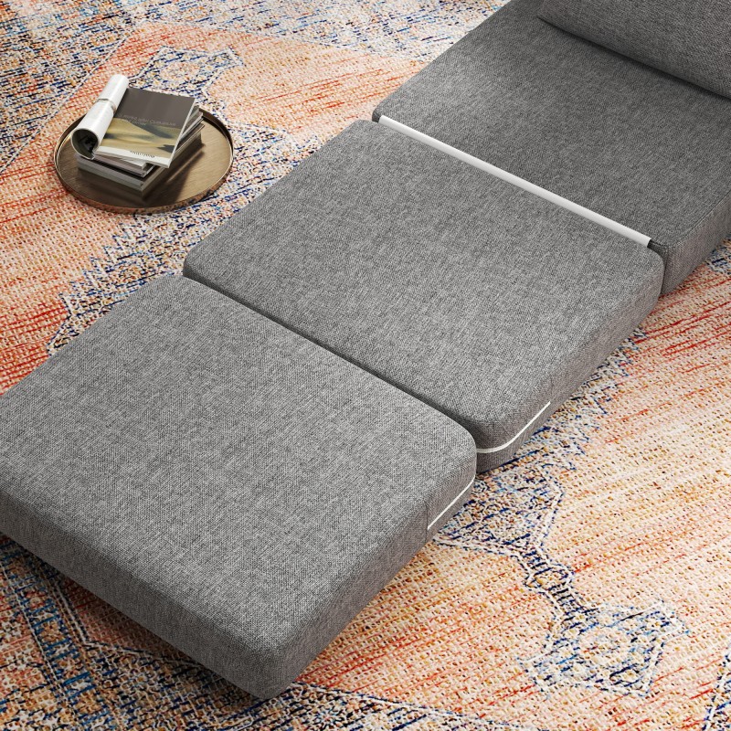 Taitettava lepotuoli ja vieraspatja 3-osainen 80x75x74 cm harmaa, metallirunko