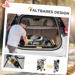 Koiranrattaat pienille koirille, taitettava koirankärry 10 kg, säilytyskori ja 2 mukinpidikettä, harmaa