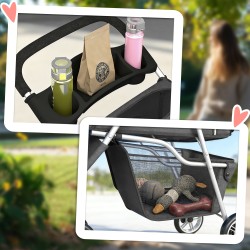 Taitettava lemmikkiratas pienille koirille ja kissoille, max 10 kg, säilytyskori, tummanharmaa