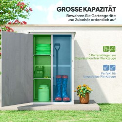 Säänkestävä harmaa puinen ulkokaappi hyllyillä 75 x 56 x 115 cm